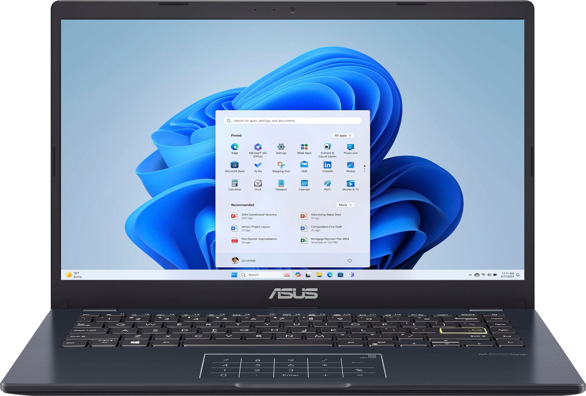 Notebook Asus N4500 2.8hz, 4GB, 128GB eMMC, 14" FHD